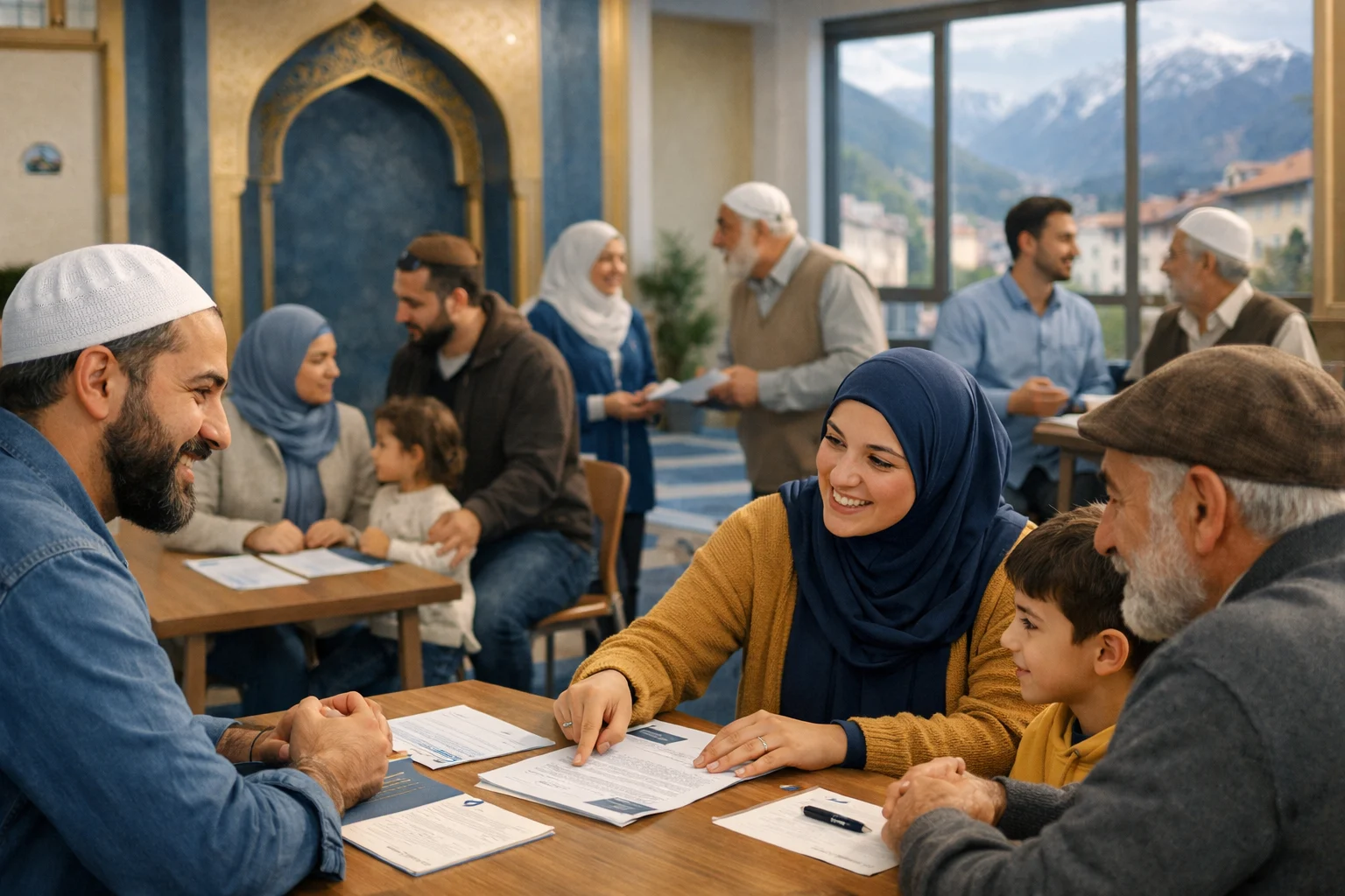 Comunità riunita in moschea durante un momento di partecipazione collettiva
